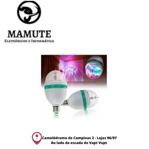 Lampada Giratória Rgb Dj Casa P/ Festas Bivolt + Adaptador