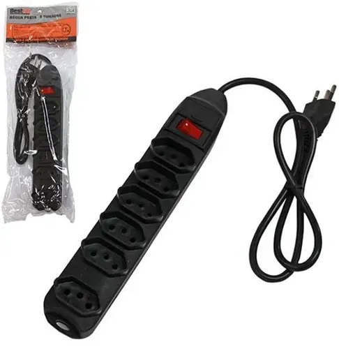 Regua 6 Tomadas Bestfer Preto 3x0,75mm 0,7m Bfh1096*