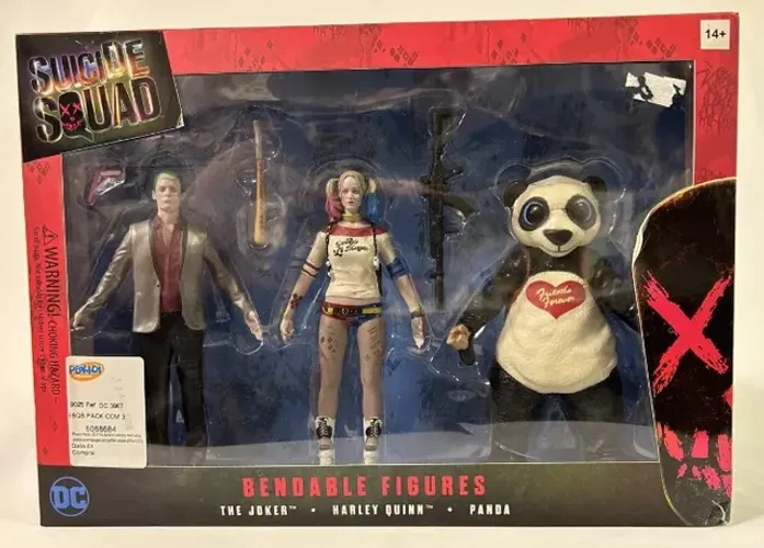 Boneco Esquadrão Suicidio Figura Flexivel Pack 3 Personagens