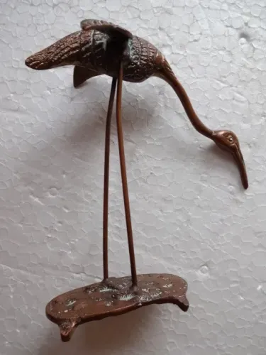Garça em metal em tom de cobre- 17,00 Cm de Altura (Item para Colecionador ou Decoração)