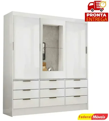 Guarda Roupa 3 Portas e 9 Gavetas Novo Pronta Entrega 