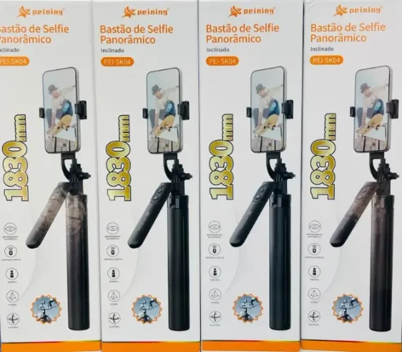 Selfiegram 1 Led Tripé Bastão 3 Em 1 Retrátil Android iPhone Cor Preto