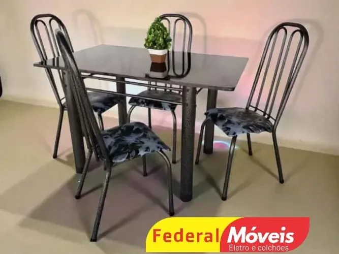 MESA DE JANTAR em Ferro 1.20x75m c/ 4 cadeiras CAMPEAO EM VENDAS
