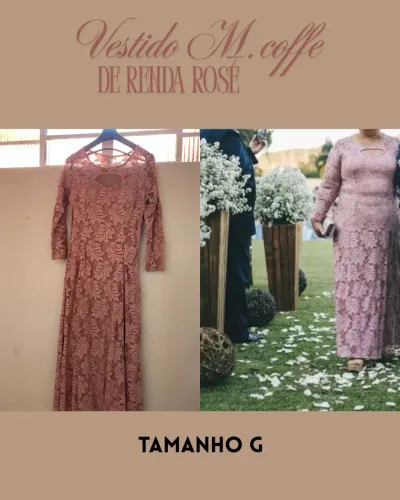 vestido longo de renda rosé m.coffee delicado para casamento, formaturas