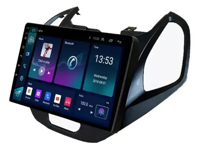 Central Multimídia Android 9 Pol. Carplay/A. Auto Ka 2018 a 2021 c/ Controle de volante