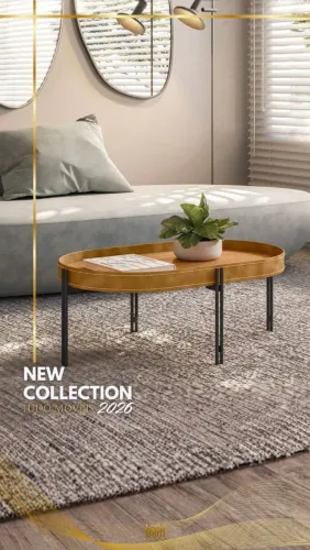 Mesa de centro aço com couro ecológico 