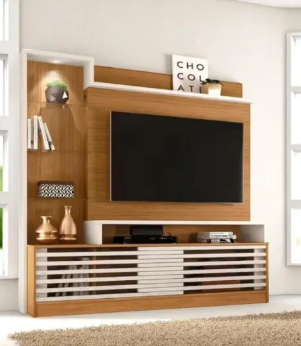 Estante Home Naturale/Off White Ideal para sua sala de estar 