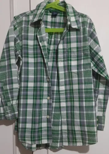 Camisa infantil Gap Kids quadriculada verde, 6-7 anos