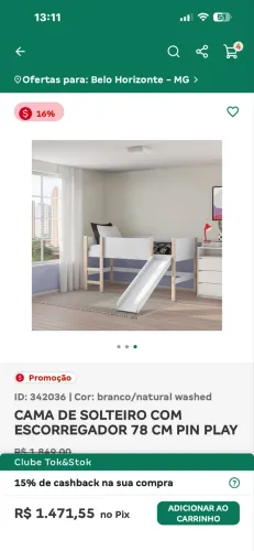 PIN PLAY CAMA COM ESCORREGADOR TOK&STOK
