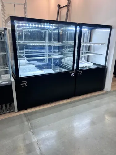 Conjunto vitrine premium 1m refrigerada ar forçado e 0.75cm quente - pronta entrega 
