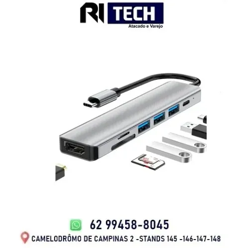 HUB 7 em 1 Tipo C USB HDTV 4K 30Hz Vídeo USB 3.0 USB 2.0 SD TF Cartão Slot Leitor de Dados