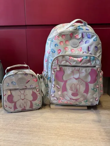 Mochila com rodinhas e Lancheira Minnie Mouse - Baggagio