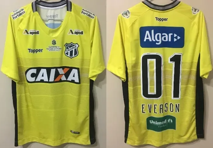 Camisa Ceará Topper Gol 2018 Tam G #01 Everson Usada em Jogo na Série A em Perfeito Estado