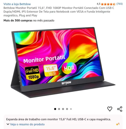 Monitor Portátil de 15,6°