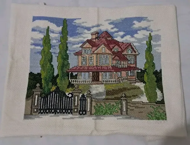 Tela de quadro em ponto cruz mansão