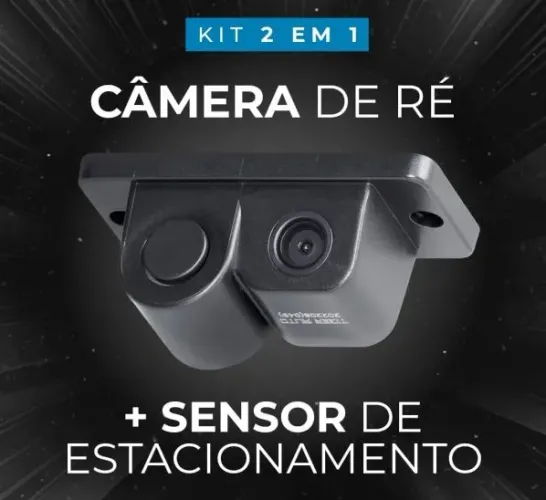 Kit 2 em 1 - Câmera de ré + Sensor de Estacionamento Ré Automotivo Universal