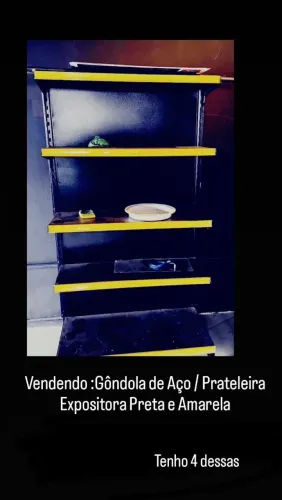 Gôndola de Aço / Prateleira Expositora Preta e Amarela