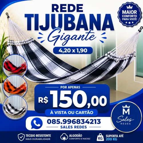 Rede Tijubana Gigante Espaço, Conforto e Resistência