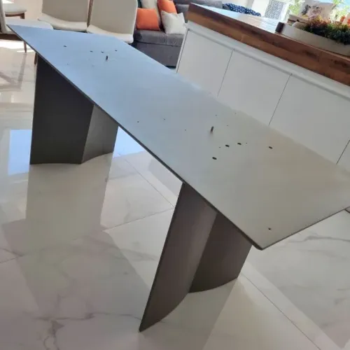 Base para Mesa de Jantar 180cm - Madeira Laca Cinza (SEM O TAMPO)