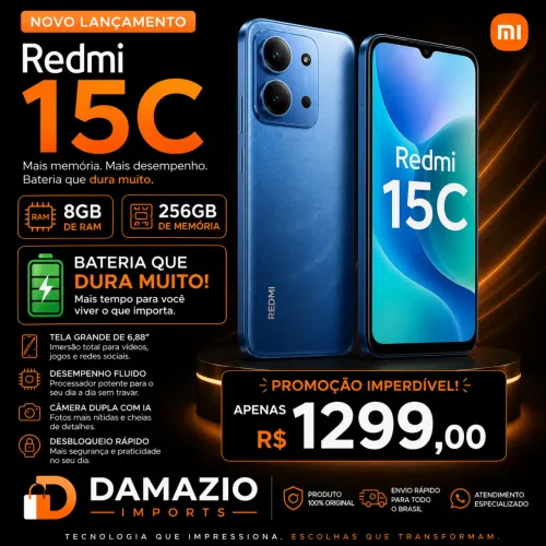 Redmi 15C novo 8gb de ram 256 gb de memória 