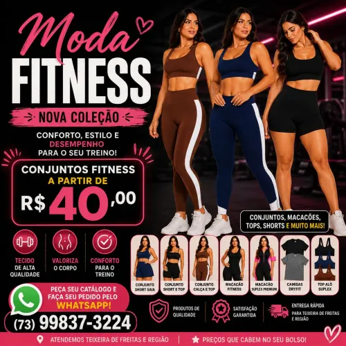 Moda Fitness feminina, conjunto fitness qualidade premium