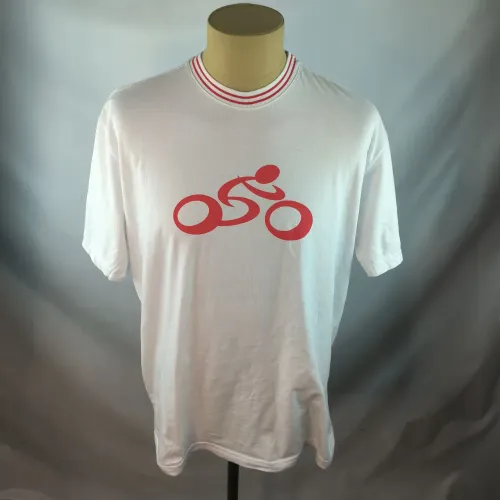 Camiseta masculina moto motociclismo salão duas rodas GG branca e vermelho