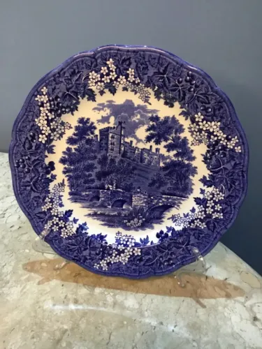 1 Prato Raso Inglês J. & G. Meakin Porcelana Azul e Branco