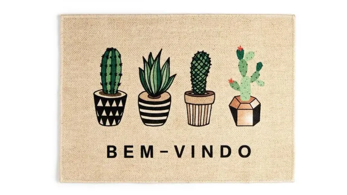  Tapete Capacho Decorativo Bem-Vindo com Cactos - Estampa variada 