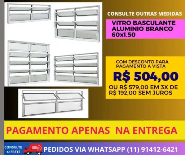 Vitro basculante aluminio branco 60x1,50