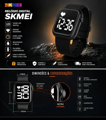 PRETO - Relógio Digital SKMEI