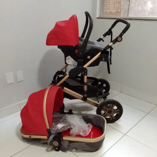 Carrinho de Bebê estilo europeu, luxo 3 em 1 Smart-Kids (Moisés, Passeio e Bebê Conforto)