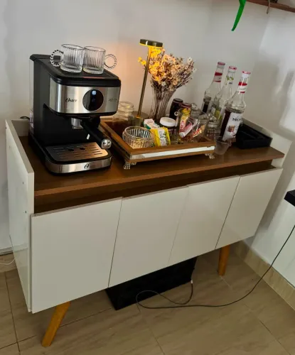 Aparador Buffet Moderno | Off-white com Amadeirado