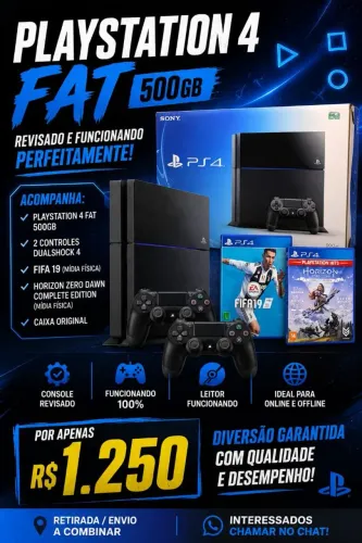 Ps4 fat 500gb revisado funcionando perfeitamente 