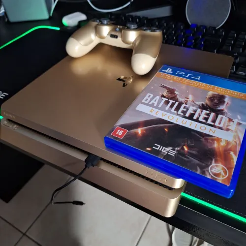PS4 Slim gold de 1tb - edição limitada + jogo - Playstation 4