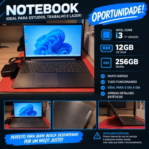 Notebook I3 11°g 12gb de Ram, SSD Nvme 256gb