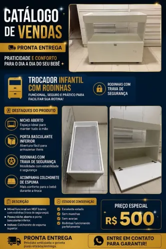 Trocador infantil com rodinhas