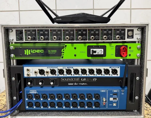Rack de Som Completo - Mesa Soundcraft Ui24R + Powerplay Lexsen + Periféricos