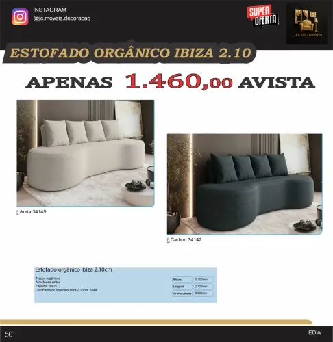 ESTOFADO ORGÂNICO IBIZA 2.10M
