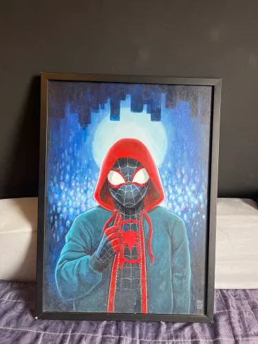 Quadro feito a mão - Homem Aranha Miles Morales