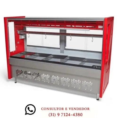 Balcão de Açougue 1,75M Vermelho Contendal Polar