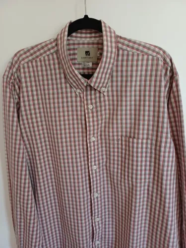 Camisa masculina Dartigny manga comprida xadrez tamanho 6 100% algodão fio 50