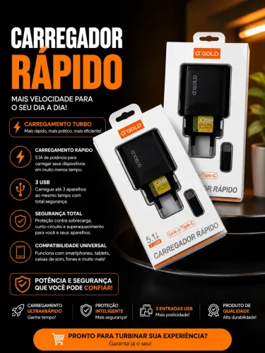 Excelente Carregador GOLD tipo C