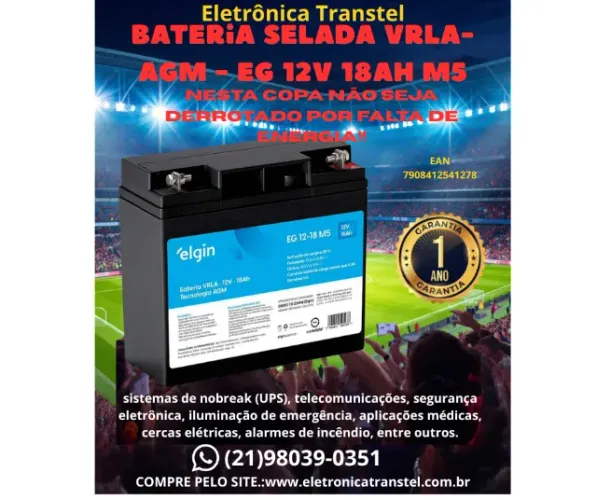 A Bateria selada Elgin 12V 18Ah modelo EG 12-18 M5