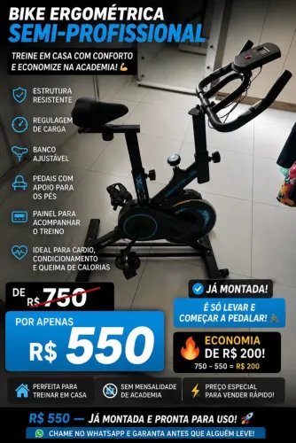 Bicicleta ergométrica em estado de nova