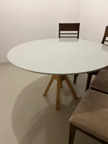 Mesa de jantar redonda de vidro, 1,20 metro
