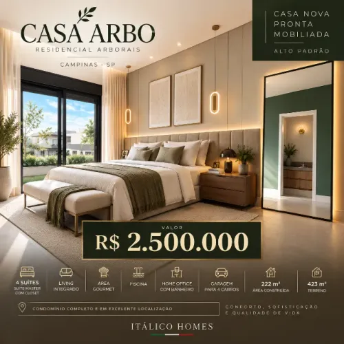 CASA PRONTA À VENDA NO ARBORAIS - Mobiliada - Terrea 4 suites - menor valor do arborais