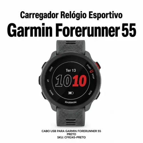 Cabo USB Carregador para Relógio Garmin Forerunner 55