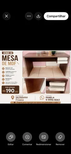 MESA EM MDF COM 2 GAVETAS