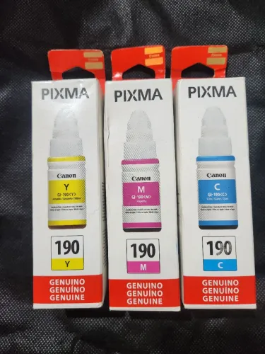 Kits de Tintas Canon Pixma GI-190 (Cian, Magenta, Amarelo) - Originais e Lacradas