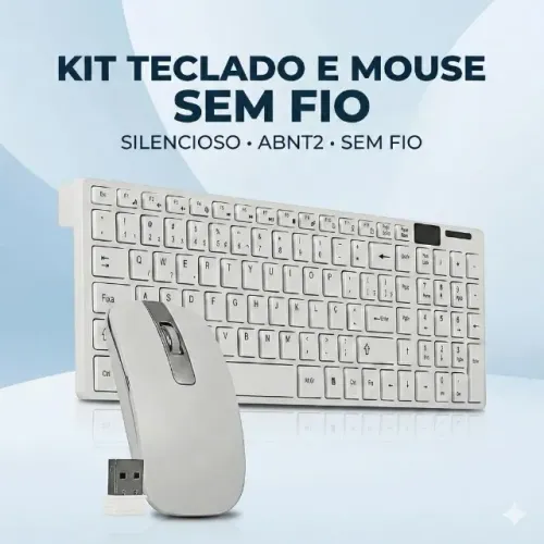 Kapbom Kit Teclado e Mouse Sem Fio ABNT2 KA-666 Silencioso para Trabalho em Casa e Jogos